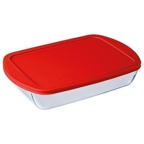 FUENTE RECTANGULAR OCUISINE C/TAPA ROJA COOK&STORE